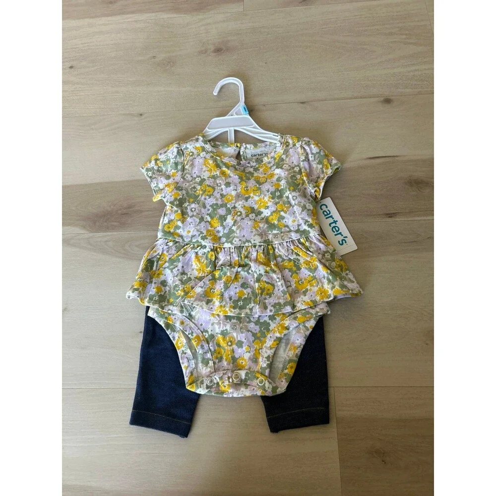 Carter's floral print short sleeve bodysuit and pants set